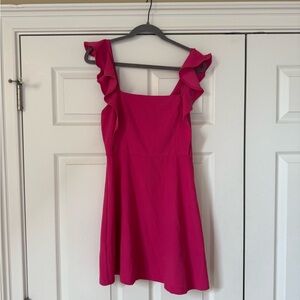 Pink Ruffle Sleeve Dress